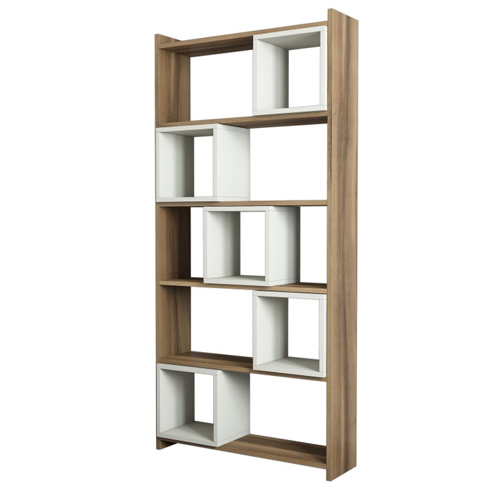 Hanah Home Estantería Moderna Nogal y Crema Hanah Home Estantería Moderna Nogal y Crema